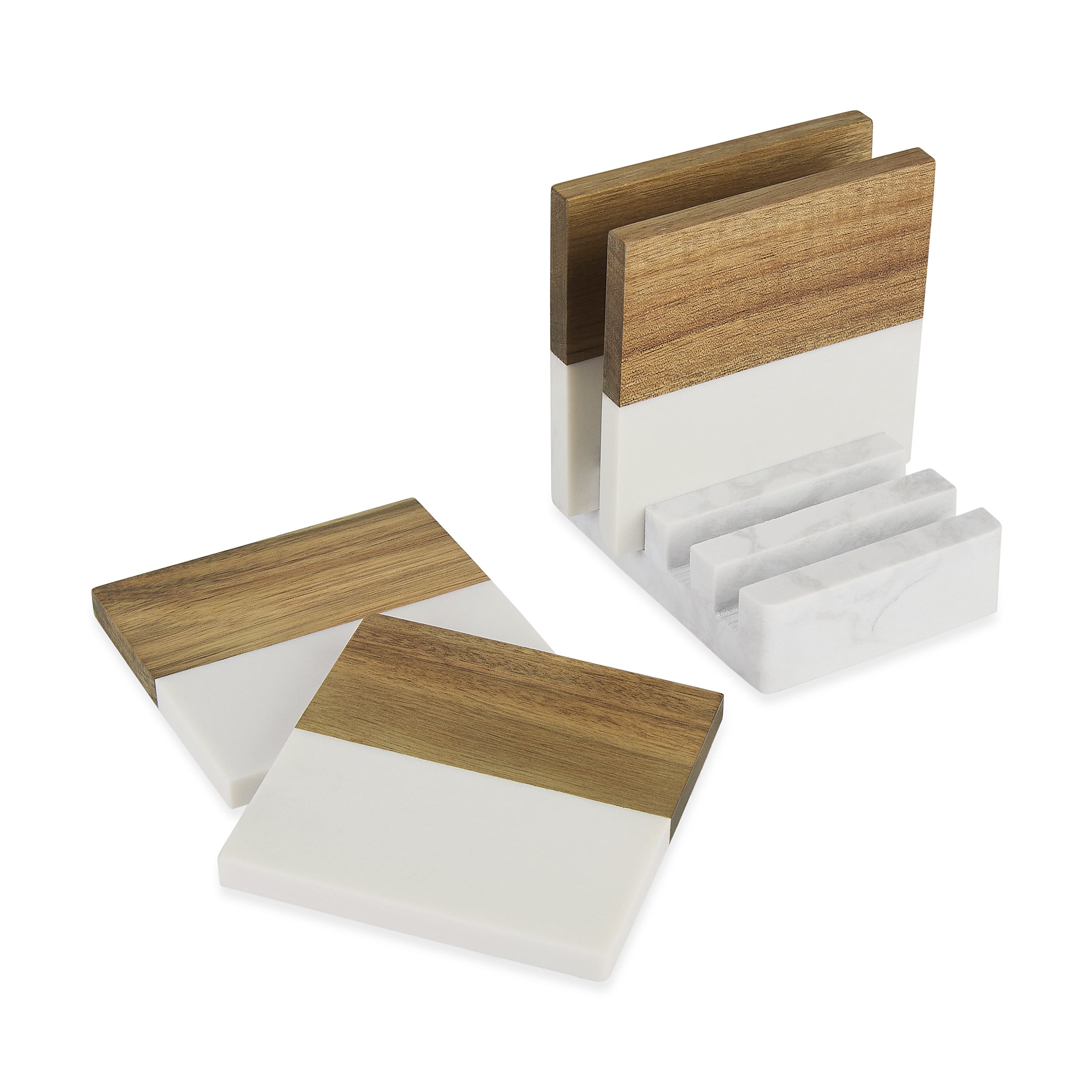 Marble & Wood Coaster Set